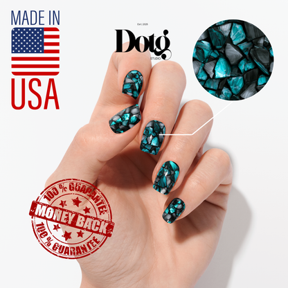 Green Stone Nail Polish Wraps DIY Manicure & Pedicure Mosaic Glass Nail Stickers Decal Strips