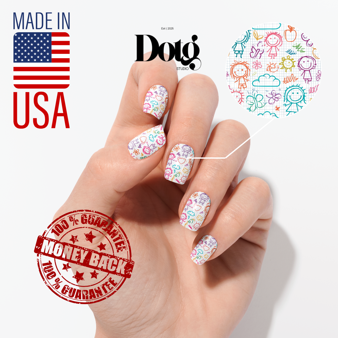 Back To School Doodle Nail Wraps DIY Manicure & Pedicure Teacher Appreciation Nail Stickers Classroom