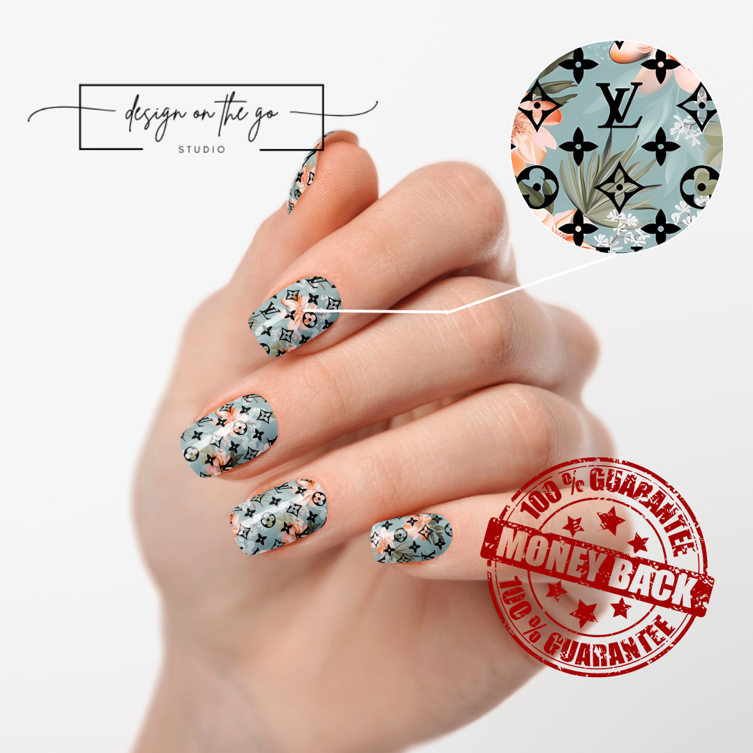 Floral Monogram Nail Wrap Manicure & Pedicure Fashionable Nail Stickers