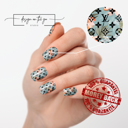 Floral Monogram Nail Wrap Manicure & Pedicure Fashionable Nail Stickers