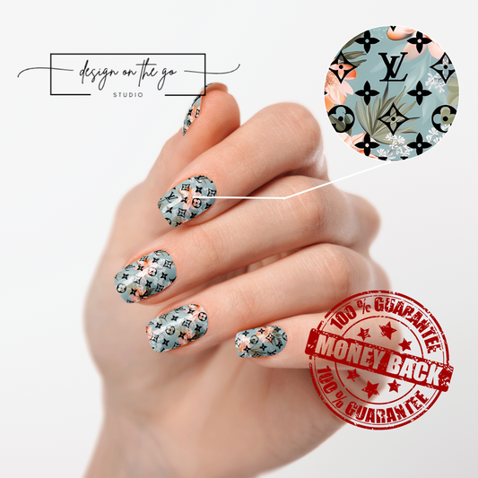 Floral Monogram Nail Wrap Manicure & Pedicure Fashionable Nail Stickers