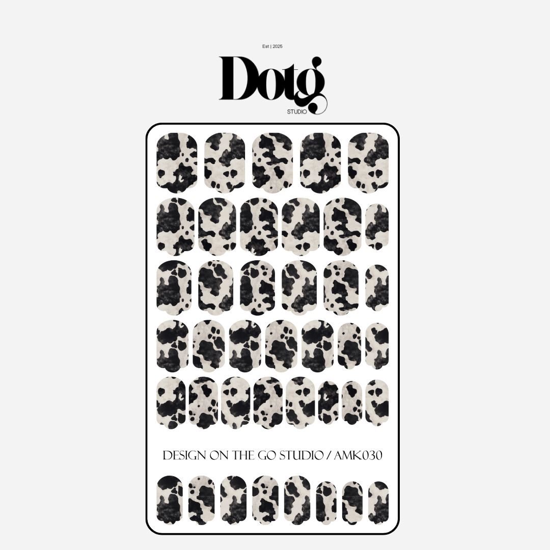 Cow Print Nail Wraps Black White Pattern Long Lasting Gel Alternative Statement Nails