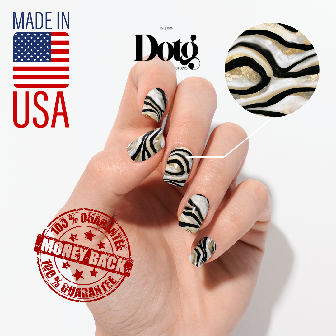 Pearl Abstract Nail Polish Wraps DIY Manicure & Pedicure Gold Vintage Nail Stickers Decal Strips