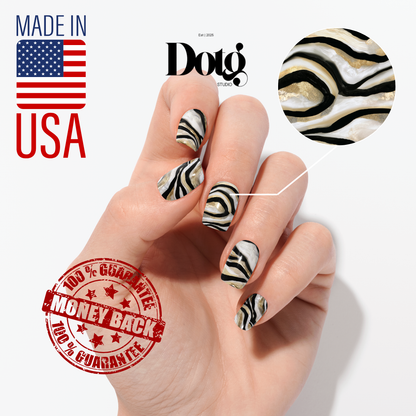 Pearl Abstract Nail Polish Wraps DIY Manicure & Pedicure Gold Vintage Nail Stickers Decal Strips