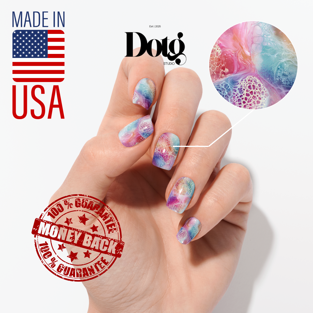Pastel Fluid Art Nail Polish Wraps DIY Manicure & Pedicure Girly Nail Stickers Decal Strips