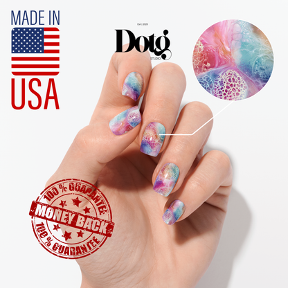 Pastel Fluid Art Nail Polish Wraps DIY Manicure & Pedicure Girly Nail Stickers Decal Strips