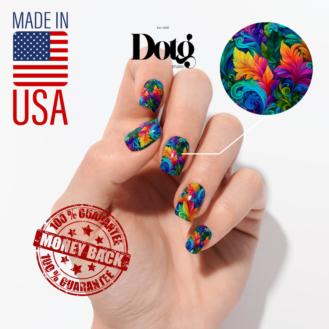 Fantasy Floral Nail Polish Wraps DIY Manicure & Pedicure Neon Garden Stickers Nail Decal Strips
