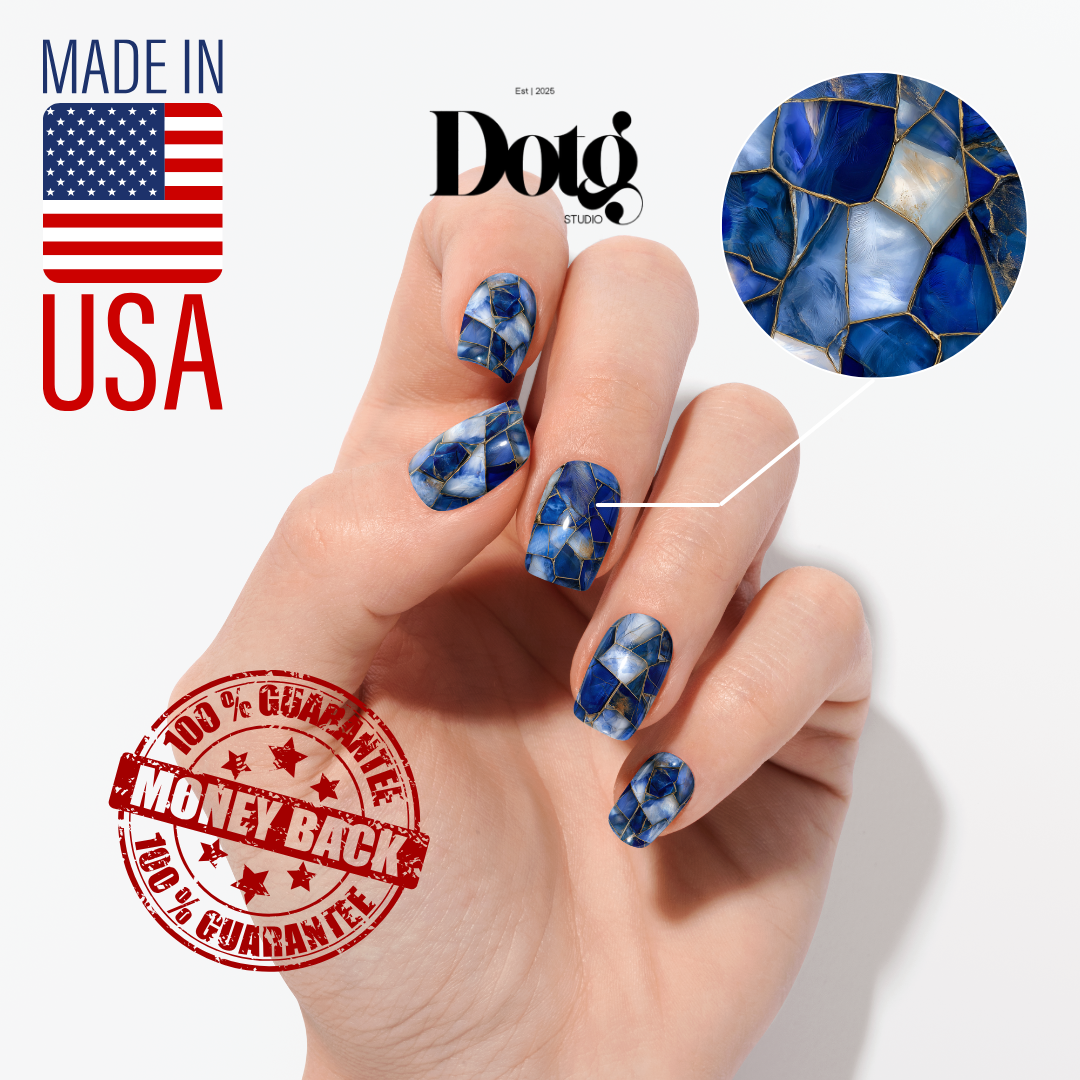 Blue Stone Nail Polish Wraps DIY Manicure & Pedicure Geometric Abstract Nail Stickers Decal Strips