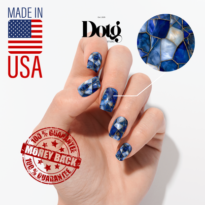 Blue Stone Nail Polish Wraps DIY Manicure & Pedicure Geometric Abstract Nail Stickers Decal Strips