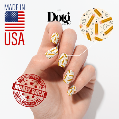 Back To School Nail Wraps DIY Manicure & Pedicure Teacher Appreciation Nail Stickers Classroom Strips