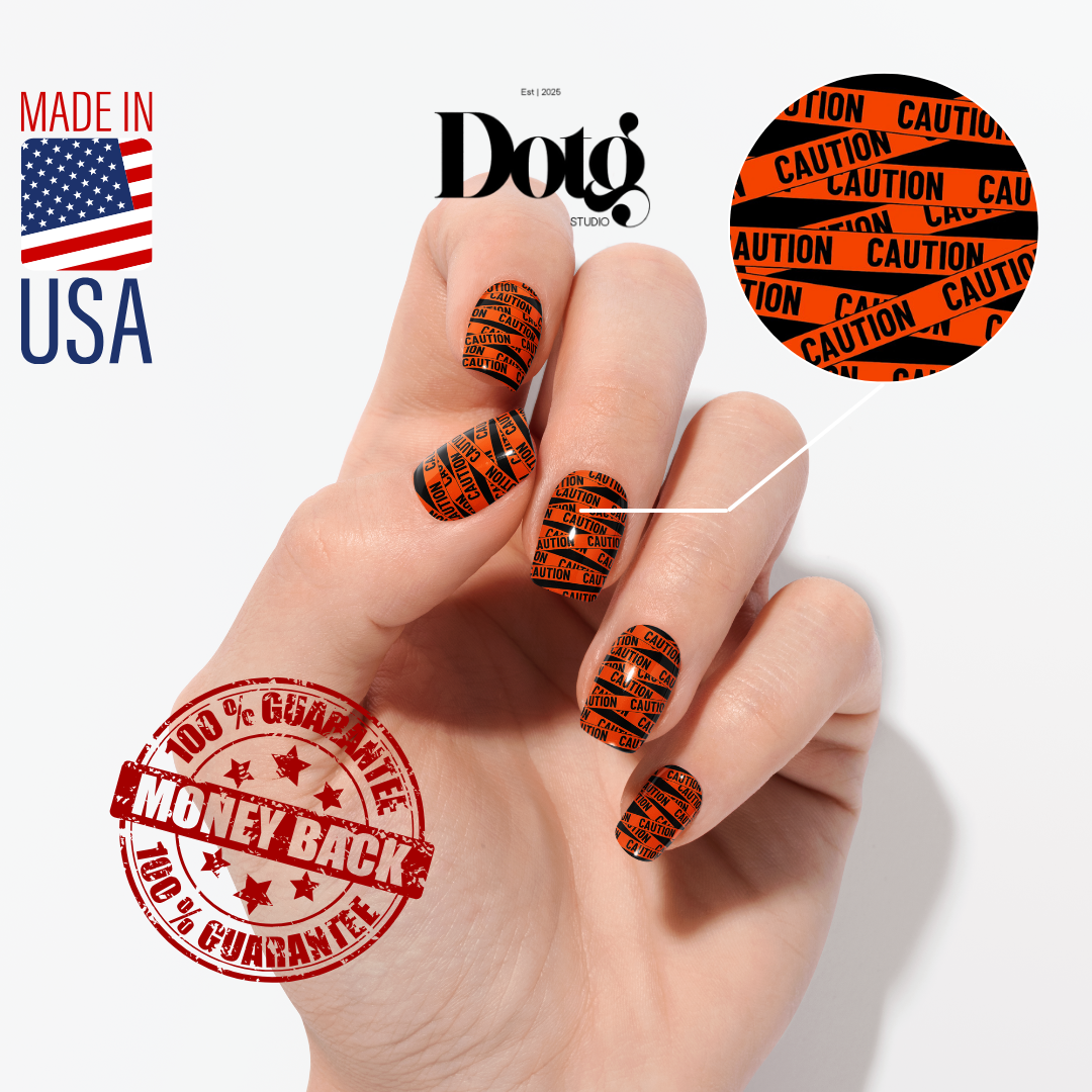 Halloween Caution Nail Wraps DIY Manicure and Pedicure Stickers