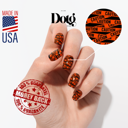 Halloween Caution Nail Wraps DIY Manicure and Pedicure Stickers