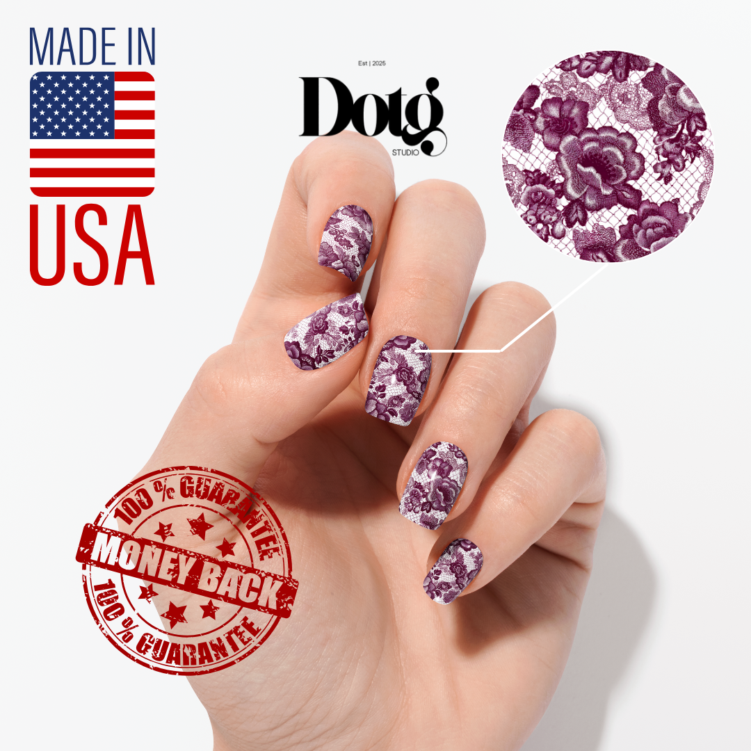 Burgundy Lace Nail Wraps