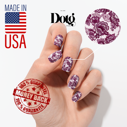 Burgundy Lace Nail Wraps