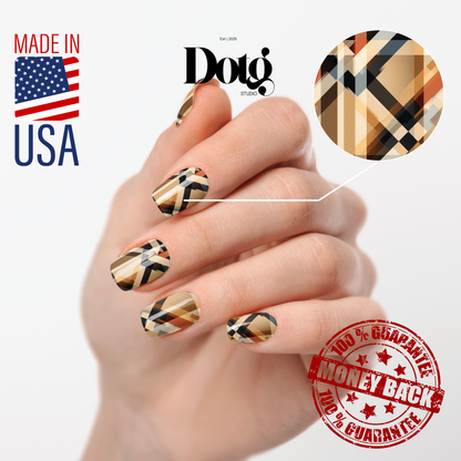 Beige Plaid Nail Wrap DIY Manicure & Pedicure Nail Stickers Decal Strips