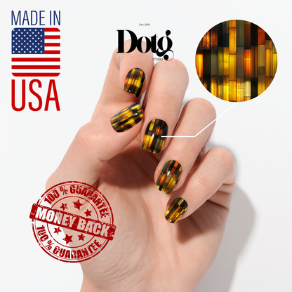 Stained Gold Nail Polish Wraps DIY Manicure & Pedicure Amber Glass Stickers Nail Decal Strips
