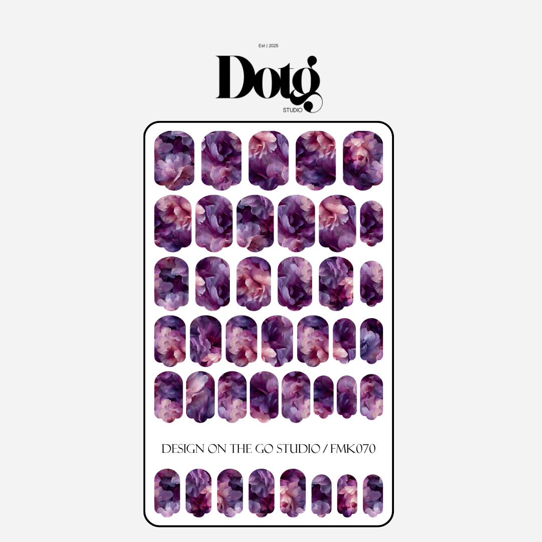 Midnight Petal Print Nail Polish Wraps DIY Manicure & Pedicure Floral Stickers for Gift