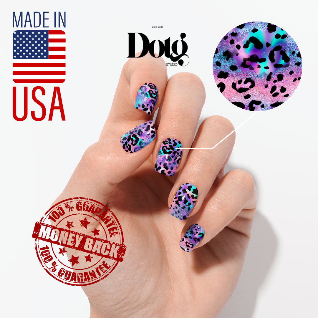Fuchsia Leopard Nail Polish Wraps DIY Manicure & Pedicure  Iridescent Gradients Nail Stickers Decal Strips