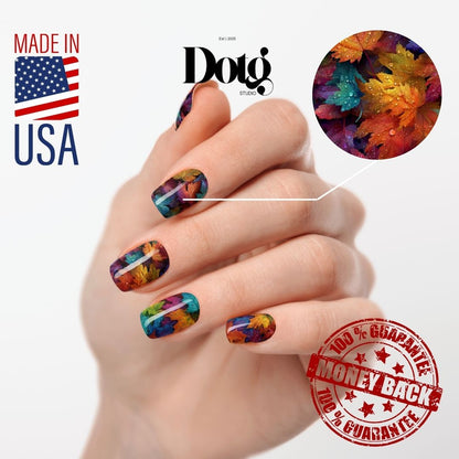 Nail Wrap Fall Leaves Decals DIY At-Home Autumn Manicure & Pedicure Stickers for Her