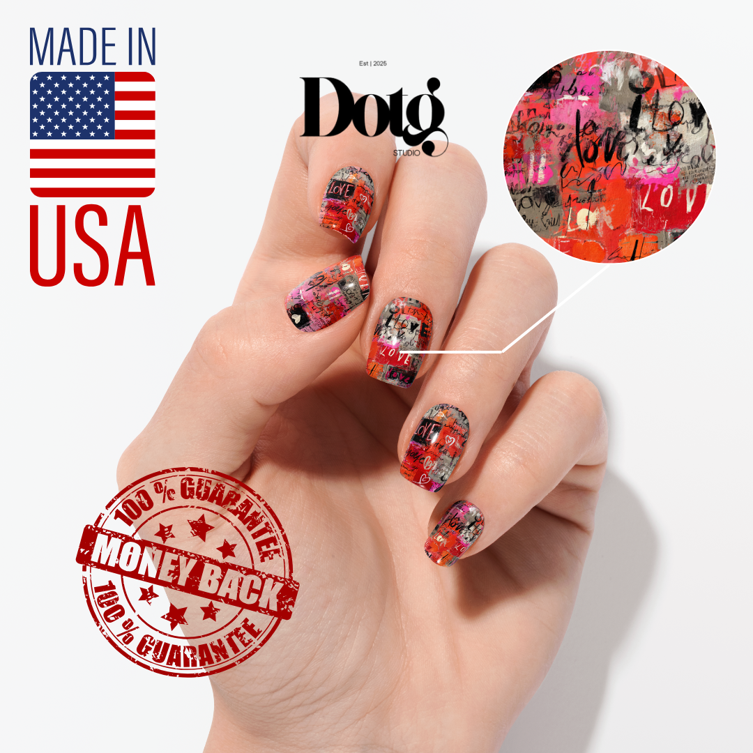 Love Collage Nail Polish Wraps DIY Manicure & Pedicure Stickers Nail Decal Strips