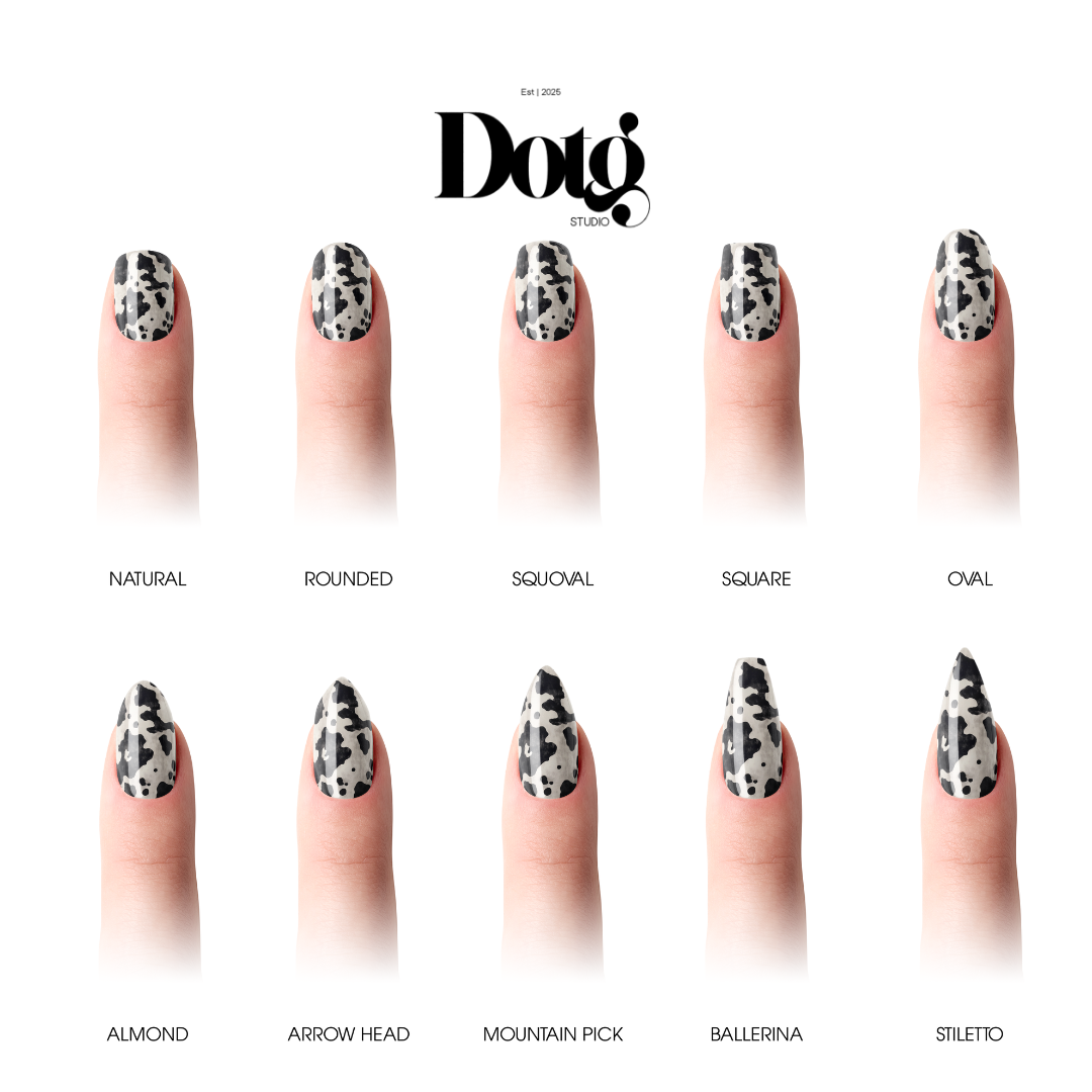Cow Print Nail Wraps Black White Pattern Long Lasting Gel Alternative Statement Nails