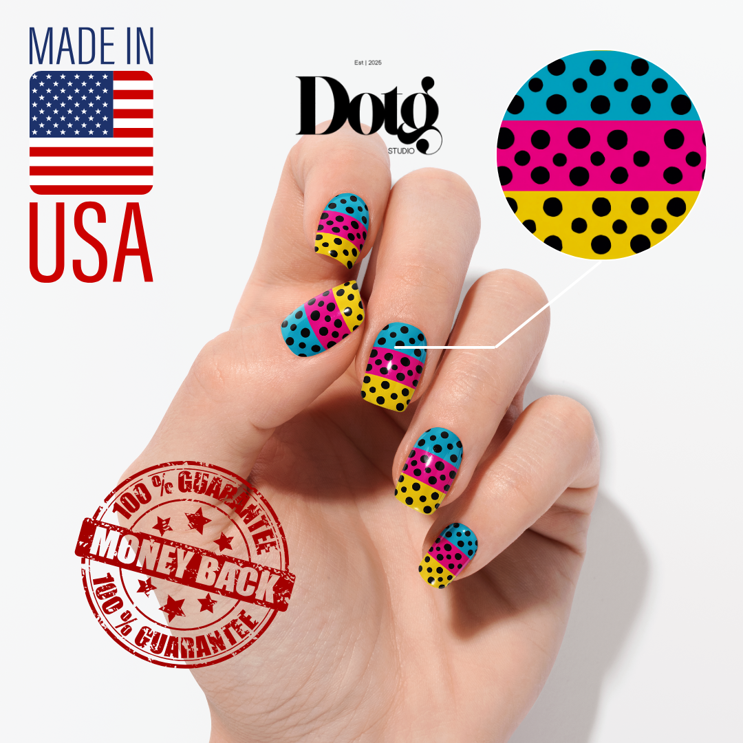 Color Polka Dot Nail Wraps DIY Manicure & Pedicure Stickers Art Nail Decal Strips