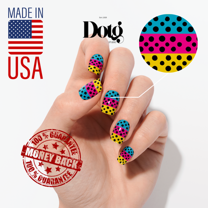 Color Polka Dot Nail Wraps DIY Manicure & Pedicure Stickers Art Nail Decal Strips