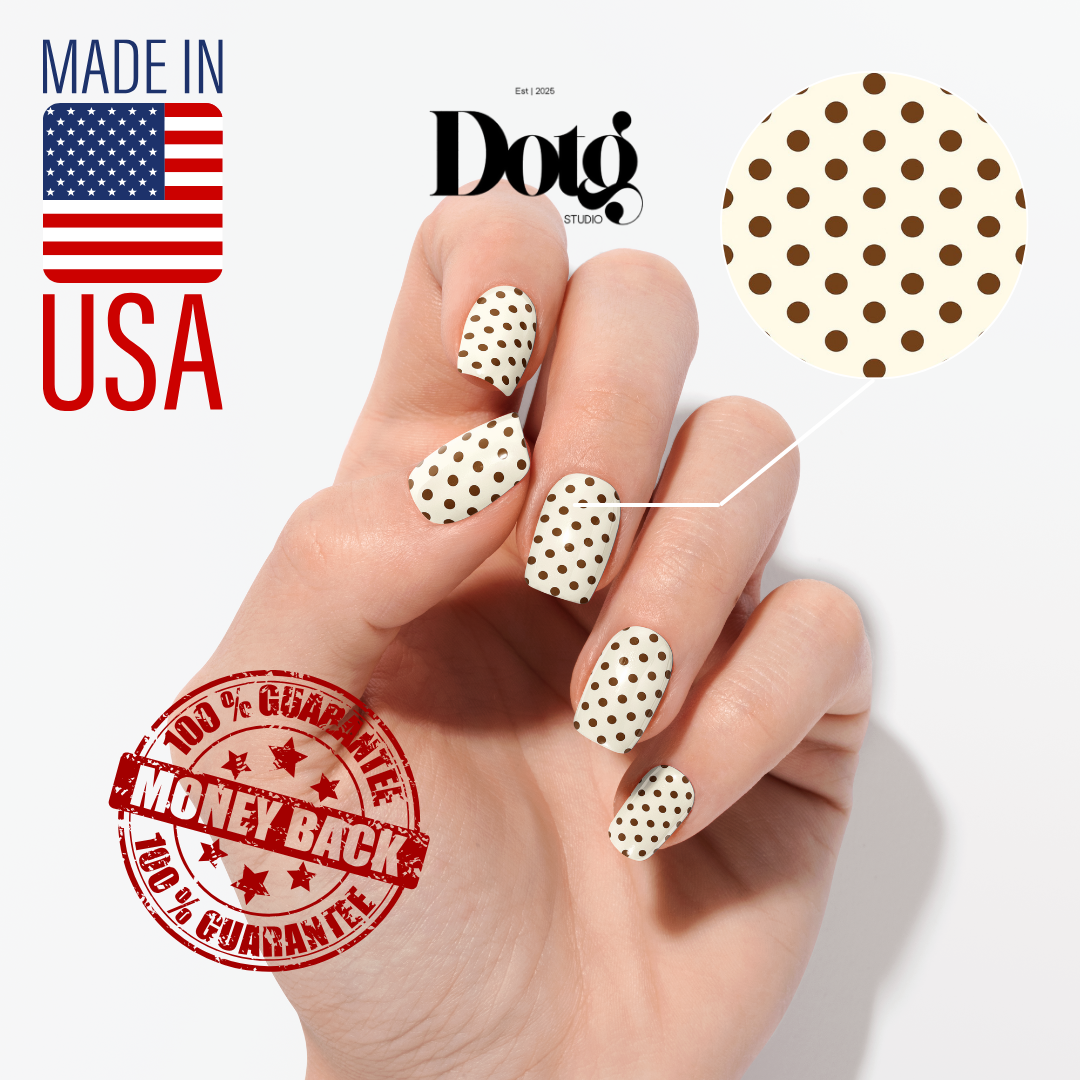 Cream Polka-Dot Nail Wraps DIY Manicure Stickers Retro Nail Decal Strips