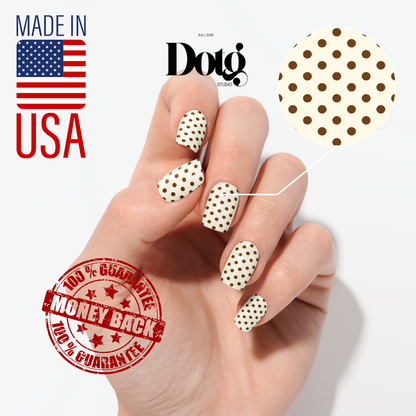 Cream Polka-Dot Nail Wraps DIY Manicure Stickers Retro Nail Decal Strips