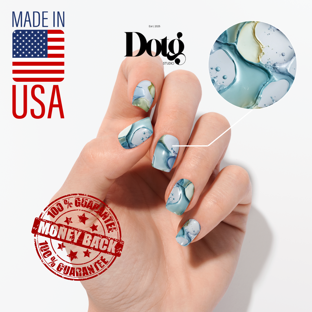 Blue Marble Nail Wraps Abstract Pedicure & Manicure Water Design Aqua Nail Stickers Gel Alternative