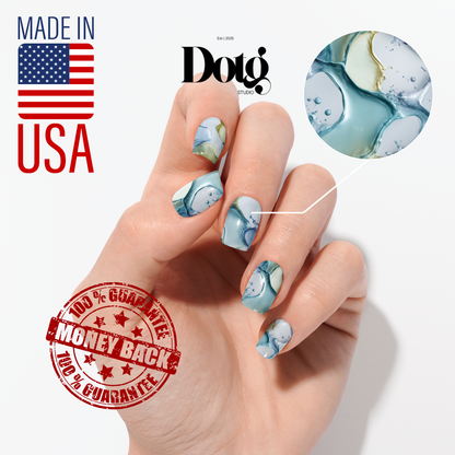 Blue Marble Nail Wraps Abstract Pedicure & Manicure Water Design Aqua Nail Stickers Gel Alternative