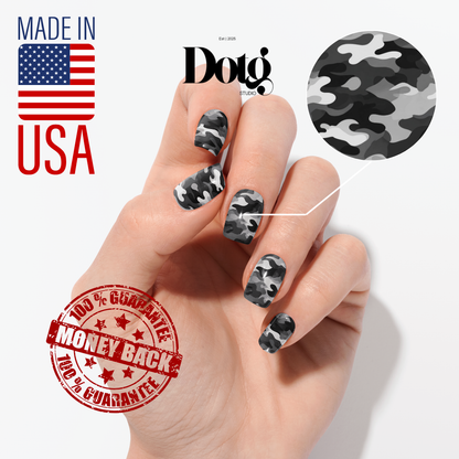 Gray Camo Nail Wraps DIY Manicure Stickers Army Nail Decal Strips