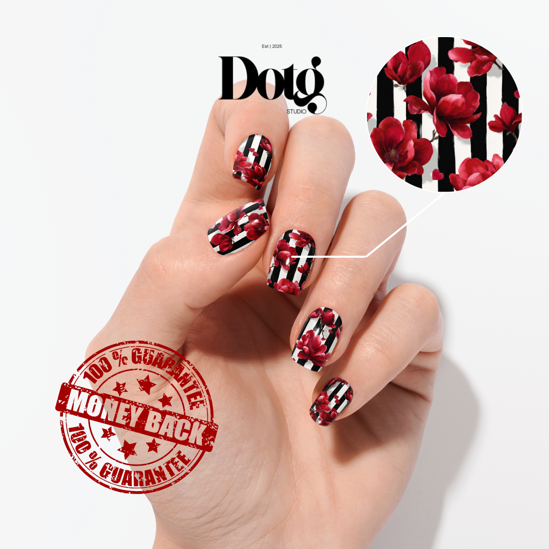 Ruby Magnolia Nail Wraps DIY Manicure & Pedicure Nail Stickers Decal Strips