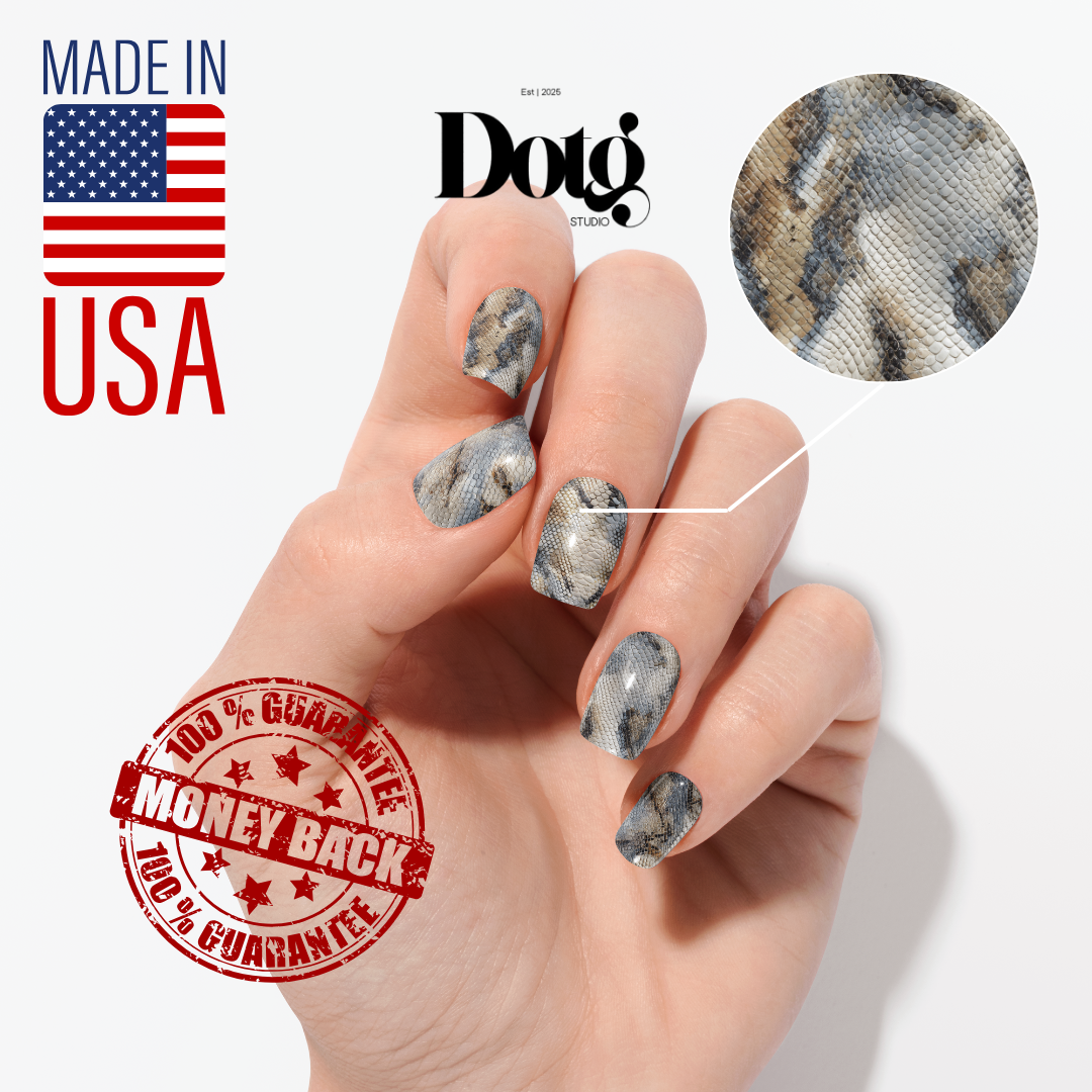 Neutral Snake Skin Nail Polish Wraps DIY Manicure & Pedicure Stickers Nail Decal Strips