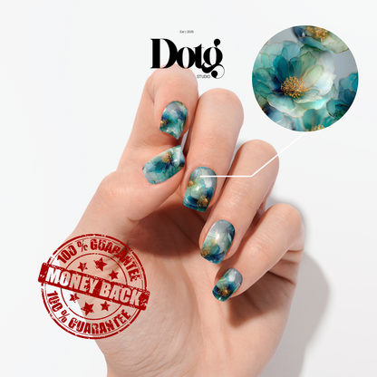 Aqua Bloom Nail Wraps DIY Manicure & Pedicure Nail Stickers Floral Garden Decal Strips