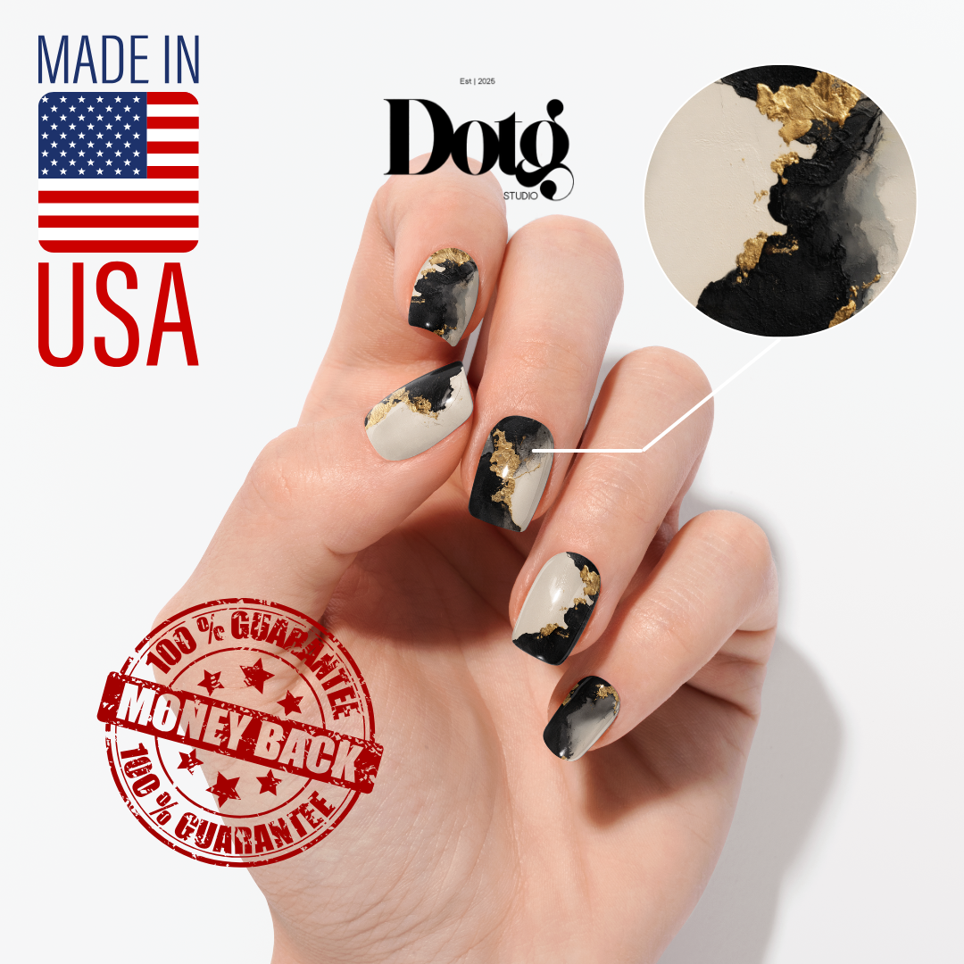 Black Gold Abstract Nail Wraps Luxury Minimalist Manicure & Pedicure Nails Stickers Smoky Marble Design