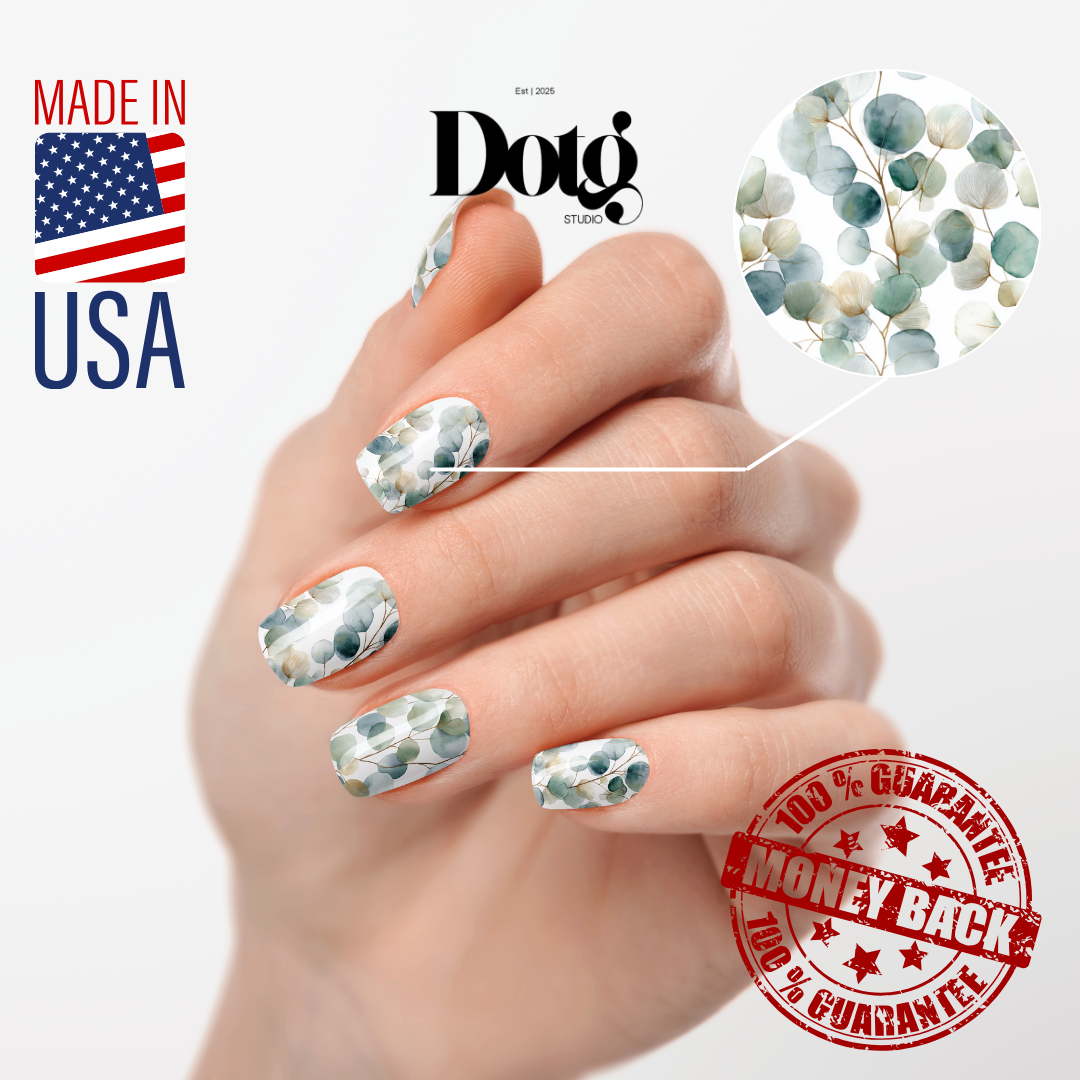 Eucalyptus Leaves Nail Polish Wraps DIY Manicure and Pedicure Stickers Nail Decal Strips