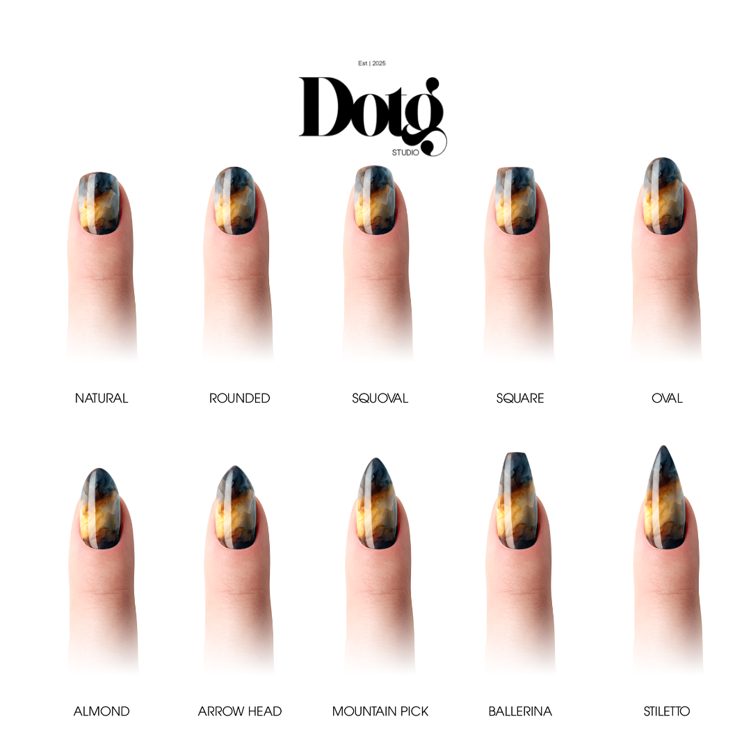Amber Smoke Print Nail Polish Wraps DIY Manicure & Pedicure Floral Stickers Gift for Her