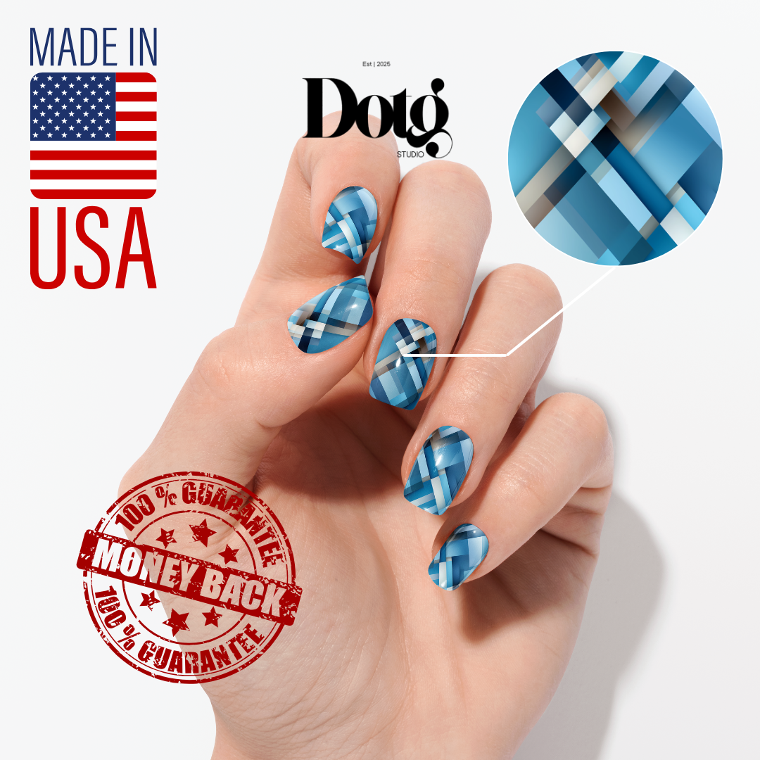 Blue Plaid Nail Wrap DIY Manicure & Pedicure Nail Stickers Decal Strips