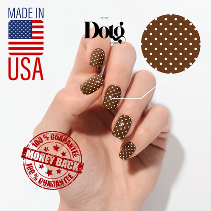 Brown Polka-Dot Nail Wraps DIY Manicure Stickers Classic Nail Decal Strips