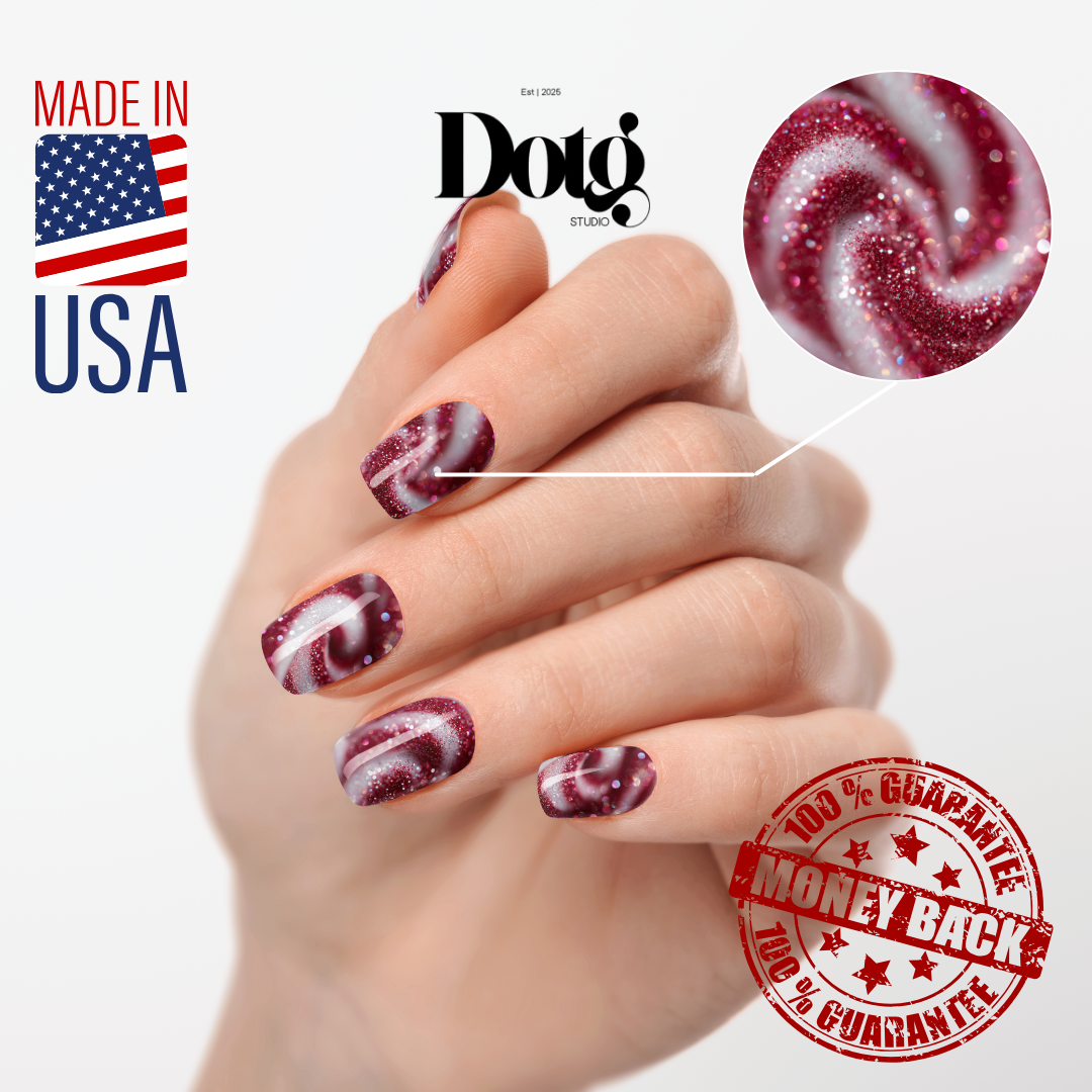 Peppermint Swirl Nail Polish Wraps DIY Christmas Manicure Stickers Nail Decal Strips