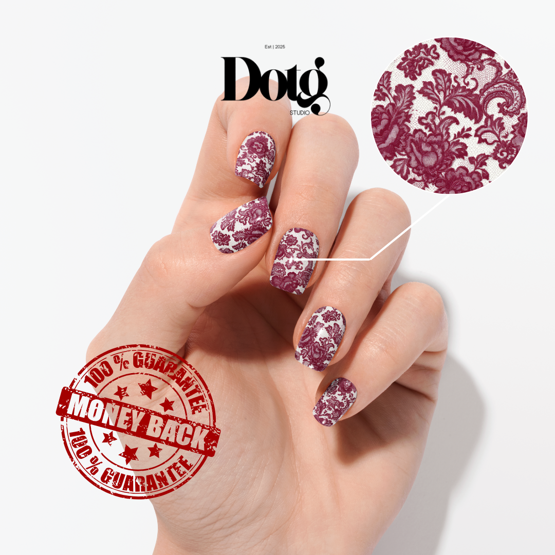 Burgundy Lace Nail Wraps DIY Manicure & Pedicure Nail Stickers Decal Strips