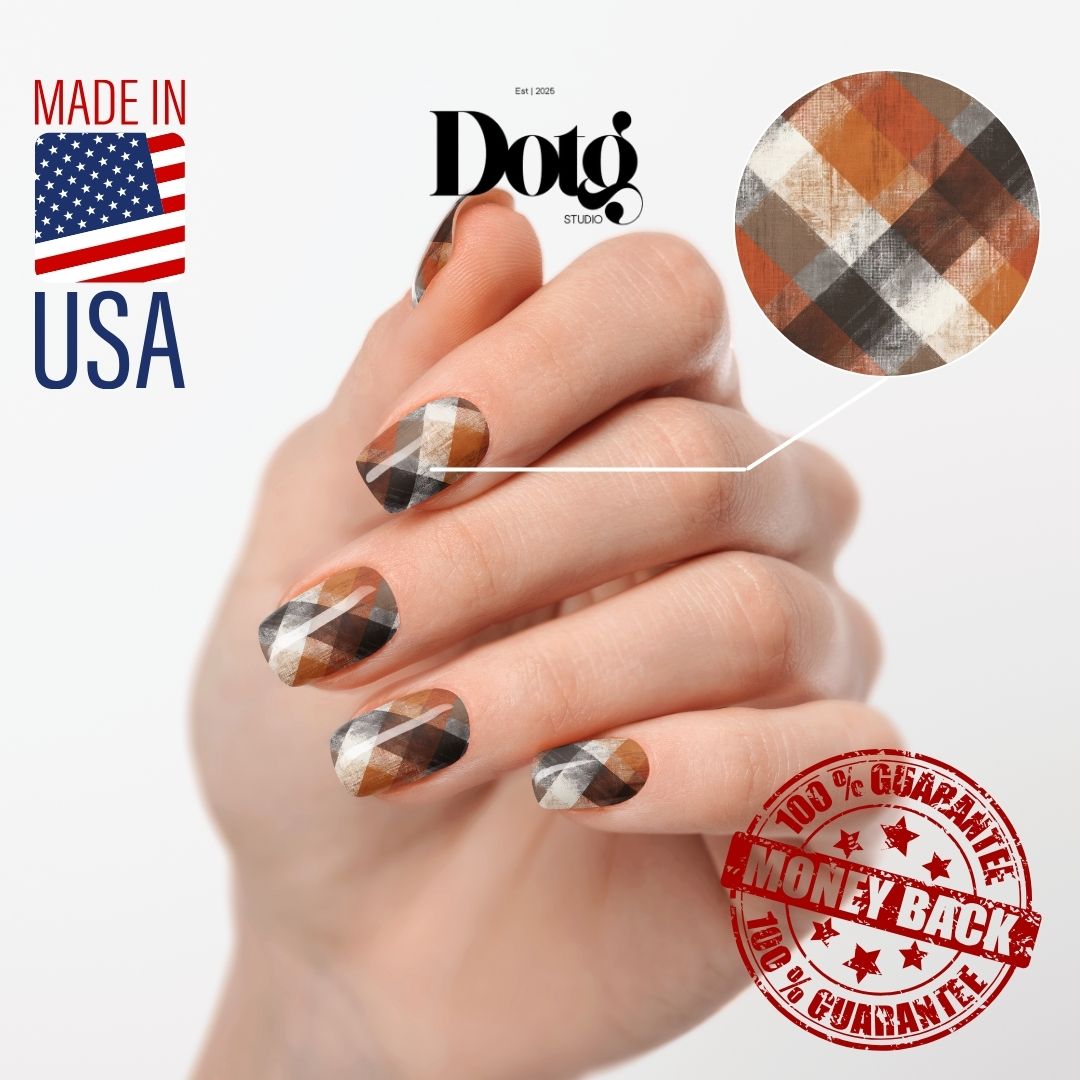 Rustic Plaid Nail Polish Wraps DIY Manicure Stickers Autumn Nail Decal Strips