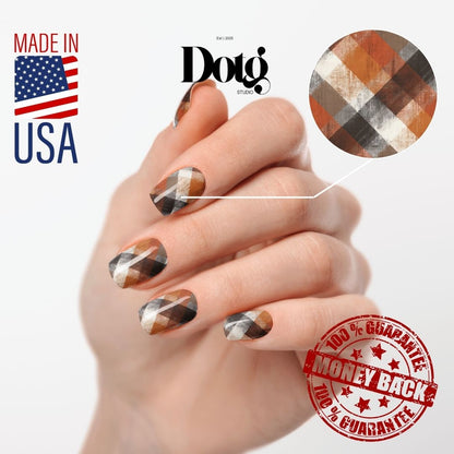 Rustic Plaid Nail Polish Wraps DIY Manicure Stickers Autumn Nail Decal Strips