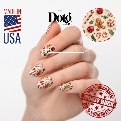 Gingerbread Nail Polish Wraps DIY Christmas Manicure Stickers Nail Decal Strips