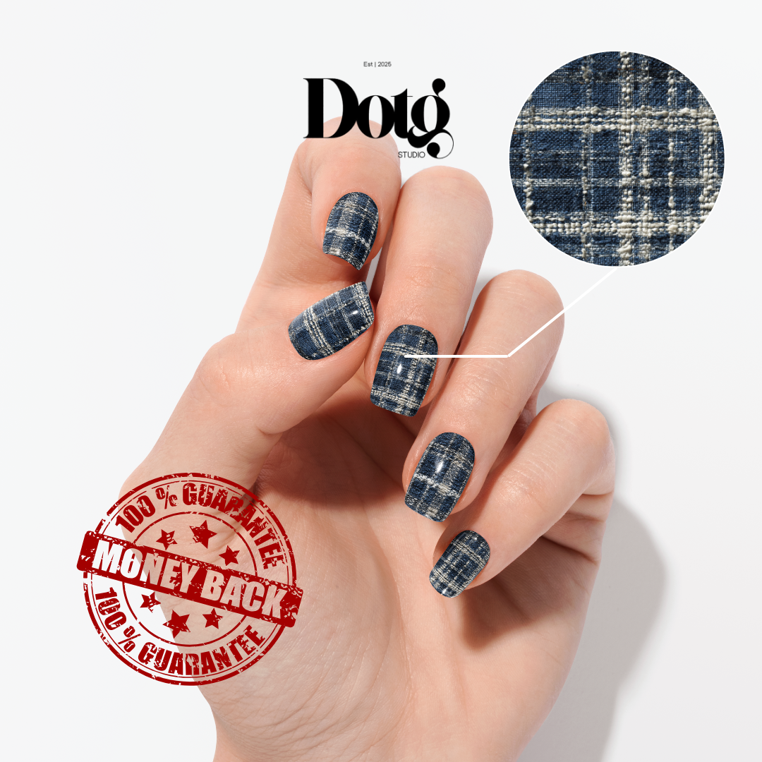 Blue Tweed Nail Wraps DIY Manicure & Pedicure Nail Stickers Decal Strips