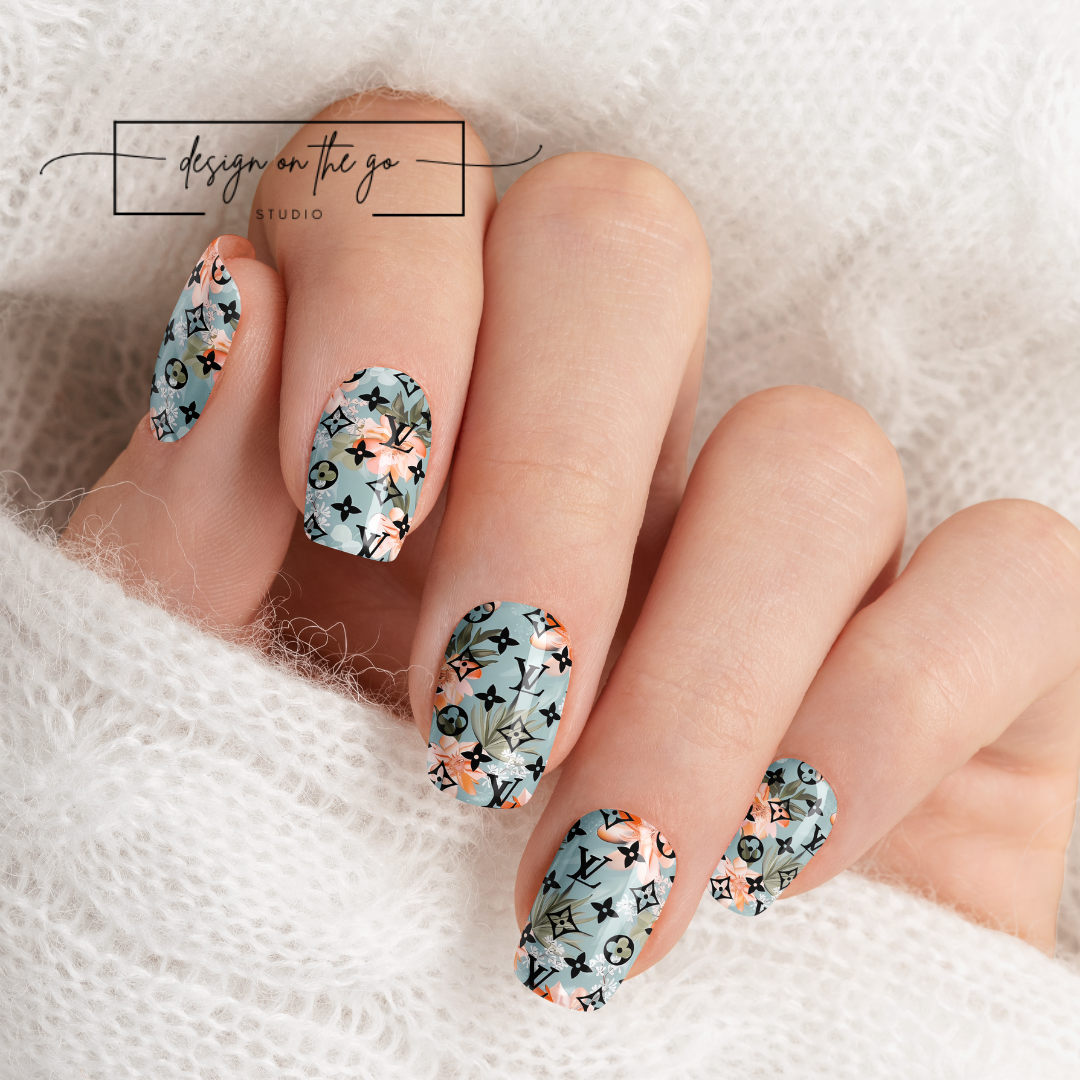 Floral Monogram Nail Wrap Manicure & Pedicure Fashionable Nail Stickers