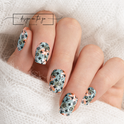 Floral Monogram Nail Wrap Manicure & Pedicure Fashionable Nail Stickers