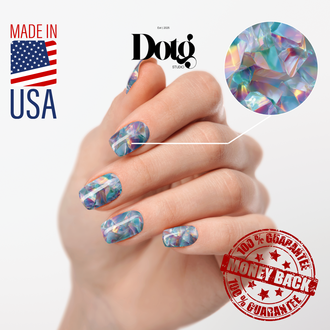 Moonstone Blue Nail Polish Wraps DIY Manicure and Pedicure Stickers Nail Decal Strips