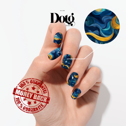 Abstract Swirl Nail Wraps DIY Manicure & Pedicure Nail Stickers Blue Sea Decal Strips